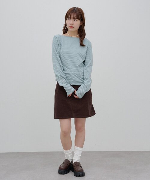 DISCOAT(ディスコート)の「【umm.】バックオープンボーダープルオーバー(Tシャツ/カットソー・レディース・グレー/ピンク/サックスブルー・FREE)」の22枚目の写真