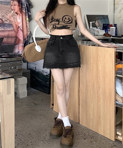 FREE STYLISTS(フリー スタイリスト)の「フリンジザインデニムミニスカート(デニムスカート・レディース・ブルー/ブラック・S/XS/M)」の14枚目の写真