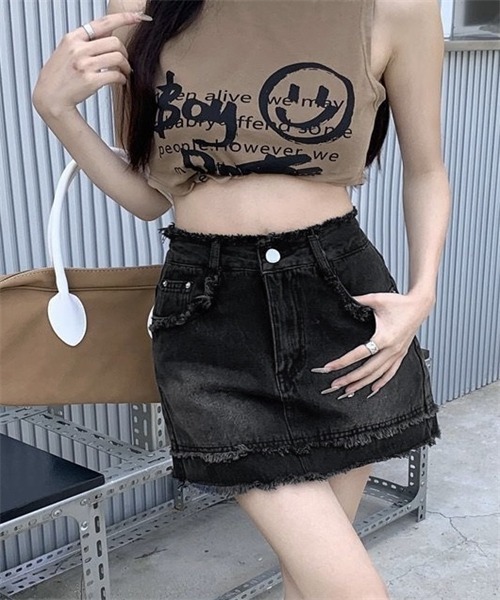FREE STYLISTS(フリー スタイリスト)の「フリンジザインデニムミニスカート(デニムスカート・レディース・ブルー/ブラック・S/XS/M)」の17枚目の写真