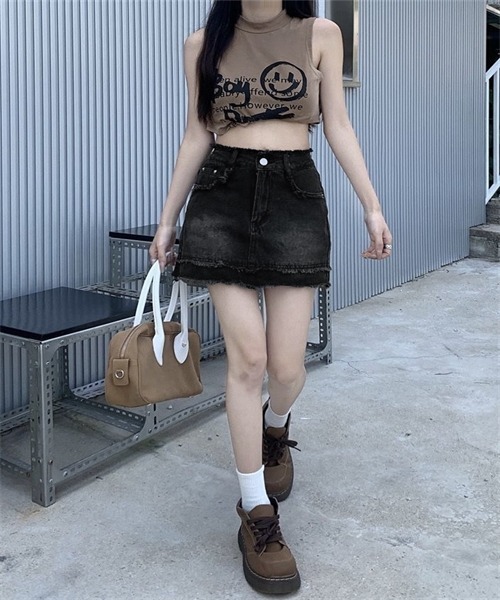 FREE STYLISTS(フリー スタイリスト)の「フリンジザインデニムミニスカート(デニムスカート・レディース・ブルー/ブラック・S/XS/M)」の13枚目の写真