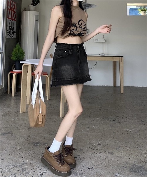FREE STYLISTS(フリー スタイリスト)の「フリンジザインデニムミニスカート(デニムスカート・レディース・ブルー/ブラック・S/XS/M)」の19枚目の写真