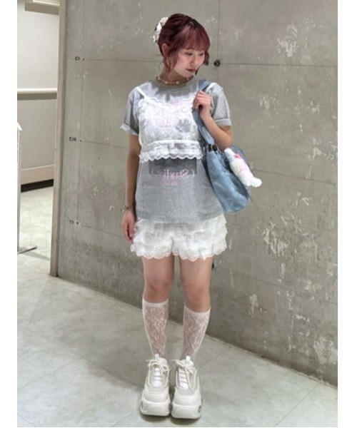 岡フリル付きグレーショートパンツs 岡フリル付きグレーショートパンツs 岡フリル付きグレーショート