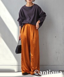 コーデセット  バスクトップス サテンパンツ