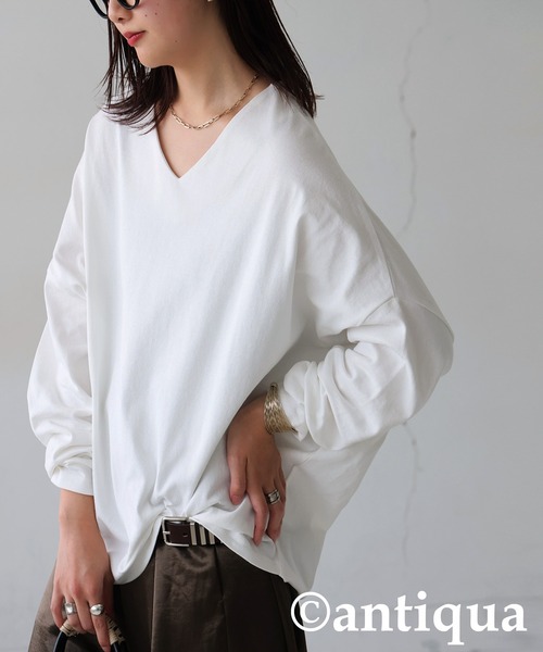 antiqua(アンティカ)の「コーデセット バスクトップス サテンパンツ(Tシャツ/カットソー・レディース・ホワイト/ネイビー/アッシュグレー/カーキ/ブラック・LARGE/MEDIUM)」の21枚目の写真