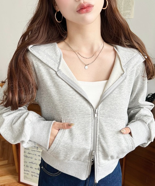 セール】ダブルジップショートパーカー（パーカー）｜moment+