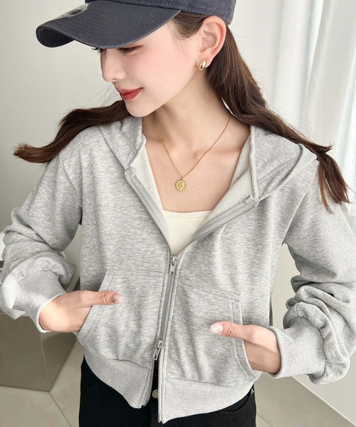 セール】ダブルジップショートパーカー（パーカー）｜moment+