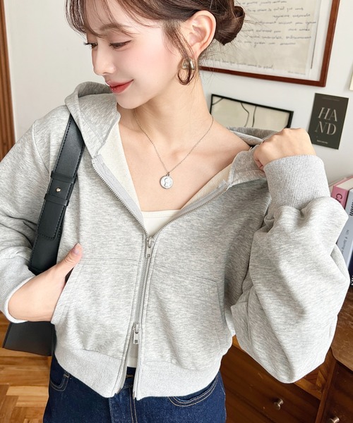 セール】ダブルジップショートパーカー（パーカー）｜moment+