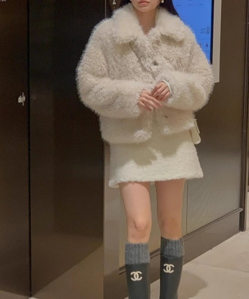 gossip!ロサンゼルス(ゴシップロサンゼルス)の「【Y2Kガーリー】もこもこボアAラインミニスカート(スカート・レディース・オフホワイト・S/M/L)」の7枚目の写真