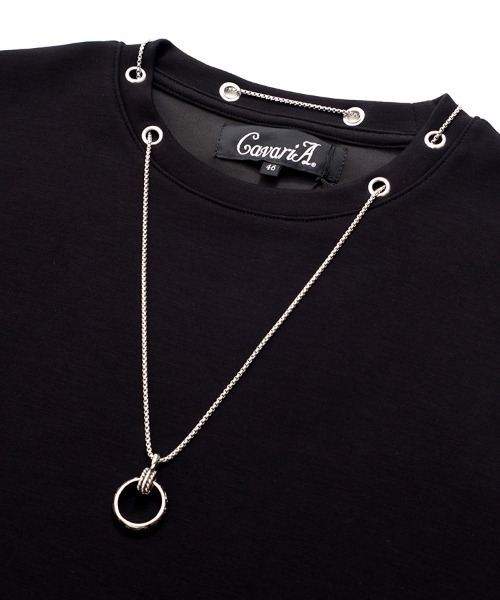 SILVER BULLET(シルバーバレット)の「『CavariA/キャバリア』ネックレス付きポンチ半袖TEE(Tシャツ/カットソー・メンズ・ブラック/ホワイト・L/M)」の12枚目の写真