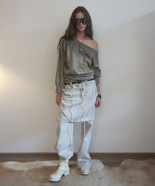 SCULPTOR（スカルプター）の「Apron Layered Denim（デニムパンツ・レディース・アイボリー/チャコールグレー・SMALL/MEDIUM/LARGE）」の2枚目の写真