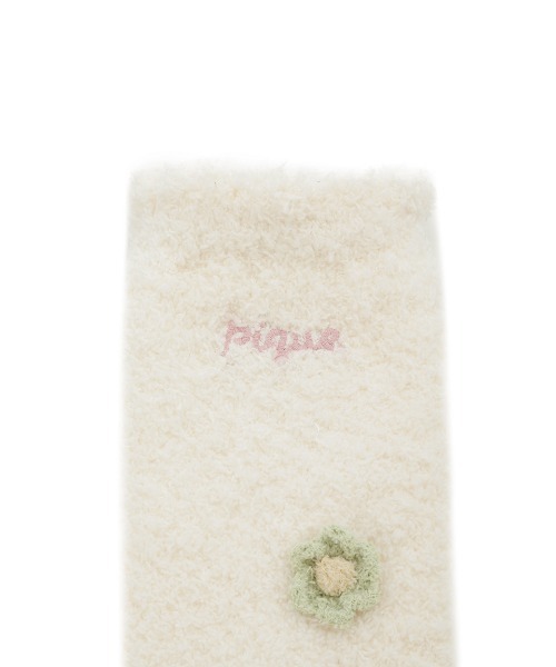 gelato pique(ジェラートピケ)の「【BABY】ベビモコフラワーレッグウォーマー(ベビーシューズ/ベビーソックス・キッズ・オフホワイト・F)」の6枚目の写真