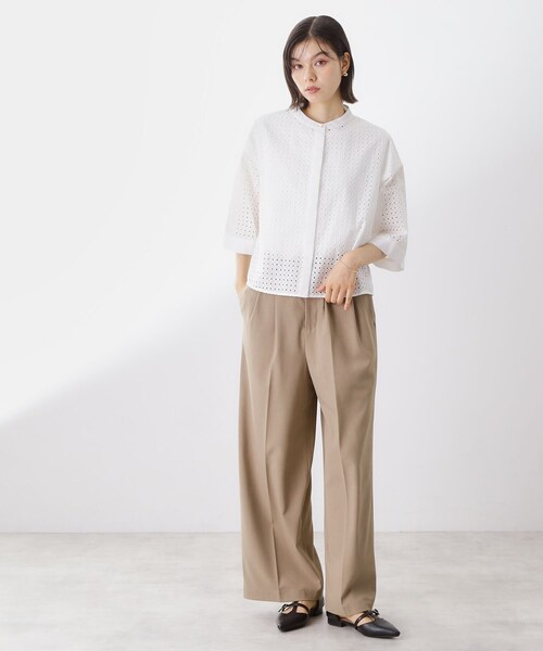 THE SHOP TK （ザ ショップ ティーケー ）の「5分袖レース刺繍コットンシャツ（シャツ/ブラウス・レディース・オフホワイト/ブラック・12/13）」の15枚目の写真