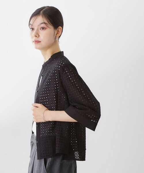 THE SHOP TK （ザ ショップ ティーケー ）の「5分袖レース刺繍コットンシャツ（シャツ/ブラウス・レディース・オフホワイト/ブラック・12/13）」の13枚目の写真