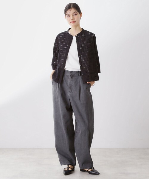 THE SHOP TK （ザ ショップ ティーケー ）の「5分袖レース刺繍コットンシャツ（シャツ/ブラウス・レディース・オフホワイト/ブラック・12/13）」の12枚目の写真