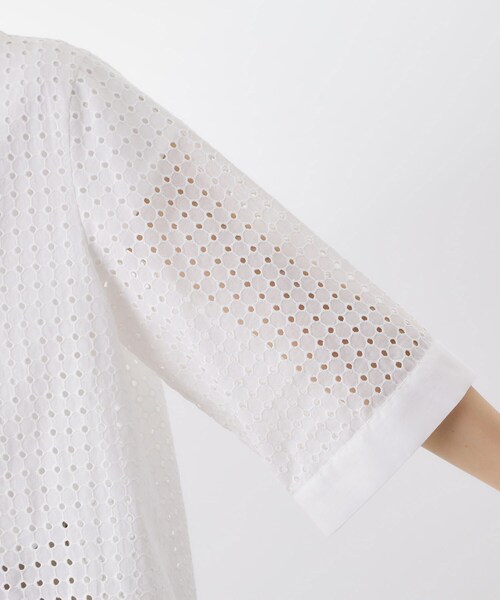 THE SHOP TK （ザ ショップ ティーケー ）の「5分袖レース刺繍コットンシャツ（シャツ/ブラウス・レディース・オフホワイト/ブラック・12/13）」の14枚目の写真