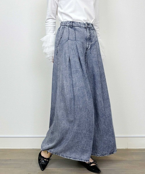 PICCIN（ピッチン）の「【セットアップ可能】バイオシルクタックワイドフレアパンツ（その他パンツ・レディース・ダークブルー/チャコールグレー・M）」の2枚目の写真