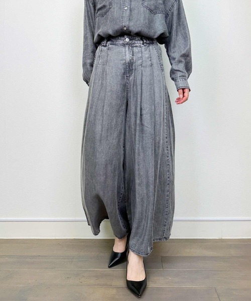 PICCIN（ピッチン）の「【セットアップ可能】バイオシルクタックワイドフレアパンツ（その他パンツ・レディース・ダークブルー/チャコールグレー・M）」の3枚目の写真