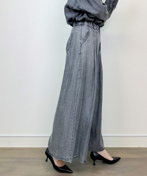 PICCIN（ピッチン）の「【セットアップ可能】バイオシルクタックワイドフレアパンツ（その他パンツ・レディース・ダークブルー/チャコールグレー・M）」の4枚目の写真