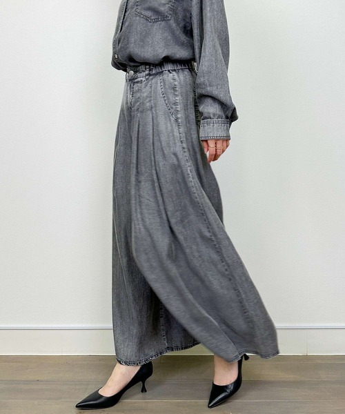 PICCIN（ピッチン）の「【セットアップ可能】バイオシルクタックワイドフレアパンツ（その他パンツ・レディース・ダークブルー/チャコールグレー・M）」の6枚目の写真