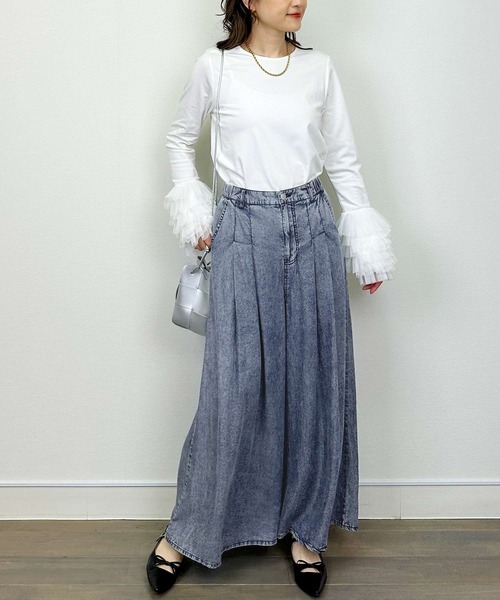 PICCIN（ピッチン）の「【セットアップ可能】バイオシルクタックワイドフレアパンツ（その他パンツ・レディース・ダークブルー/チャコールグレー・M）」の15枚目の写真