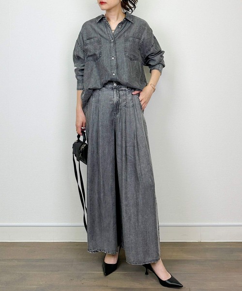 PICCIN（ピッチン）の「【セットアップ可能】バイオシルクタックワイドフレアパンツ（その他パンツ・レディース・ダークブルー/チャコールグレー・M）」の7枚目の写真