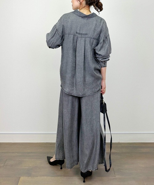 PICCIN（ピッチン）の「【セットアップ可能】バイオシルクタックワイドフレアパンツ（その他パンツ・レディース・ダークブルー/チャコールグレー・M）」の9枚目の写真