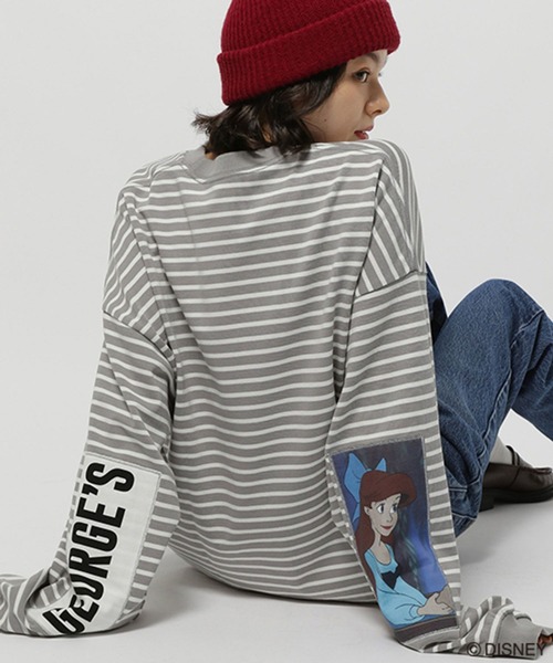 GEORGE'S（ジョージズ）の「【DISNEY】アリエル／ボーダーロンT（Tシャツ/カットソー・メンズ・チャコールグレー/グレー・SMALL/LARGE/MEDIUM）」の5枚目の写真