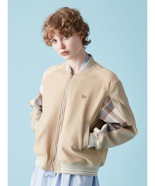 FURFUR（ファーファー）の「パッチワークスタジャン（ブルゾン・レディース・ブラック/ベージュ/ピンク・F）」の2枚目の写真