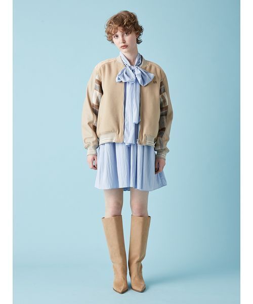 FURFUR（ファーファー）の「パッチワークスタジャン（ブルゾン・レディース・ブラック/ベージュ/ピンク・F）」の8枚目の写真