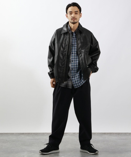 セール】ヴィンテージライクエコレザージャケット（ブルゾン