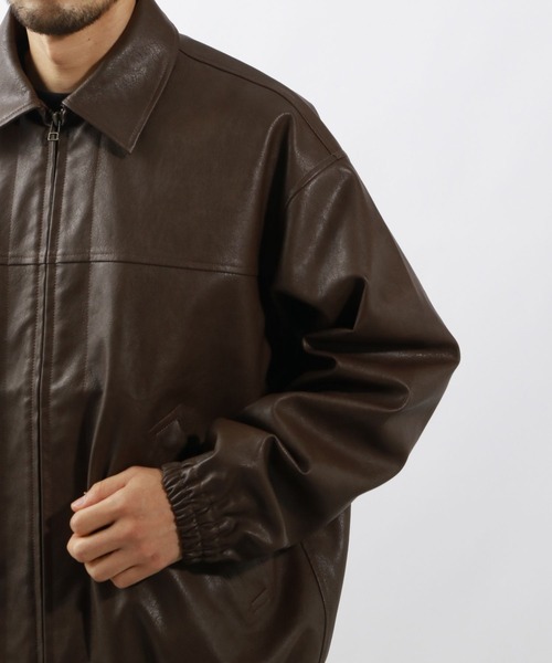 セール】ヴィンテージライクエコレザージャケット（ブルゾン