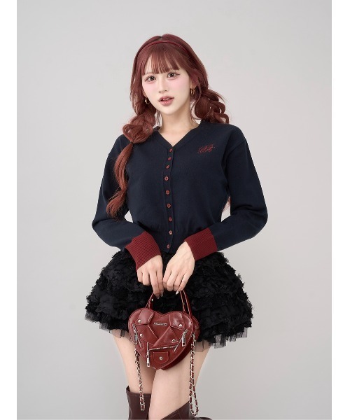 ダーリッチ　ポイントカラーニットカーディガン ポイントカラーニットカーディガン（カーディガン/ボレロ