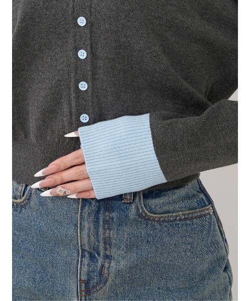 ポイントカラーニットカーディガン（カーディガン/ボレロ