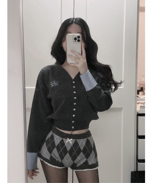 Darich（ダーリッチ）の「ポイントカラーニットカーディガン（カーディガン/ボレロ・レディース・ブラウン/ネイビー/チャコールグレー・FREE）」の12枚目の写真