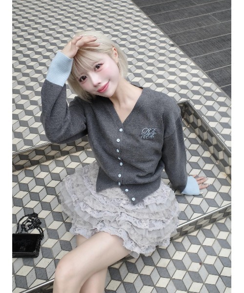 ダーリッチ　ポイントカラーニットカーディガン ポイントカラーニットカーディガン（カーディガン/ボレロ