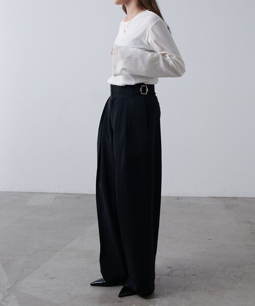 Lui's（ルイス）の「シアーベロア袖ギャザープルオーバー（Tシャツ/カットソー・レディース・オフホワイト/チャコールグレー/ブラック・FREE）」の15枚目の写真