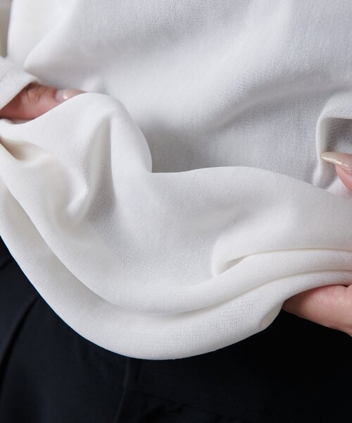 Lui's（ルイス）の「シアーベロア袖ギャザープルオーバー（Tシャツ/カットソー・レディース・オフホワイト/チャコールグレー/ブラック・FREE）」の16枚目の写真