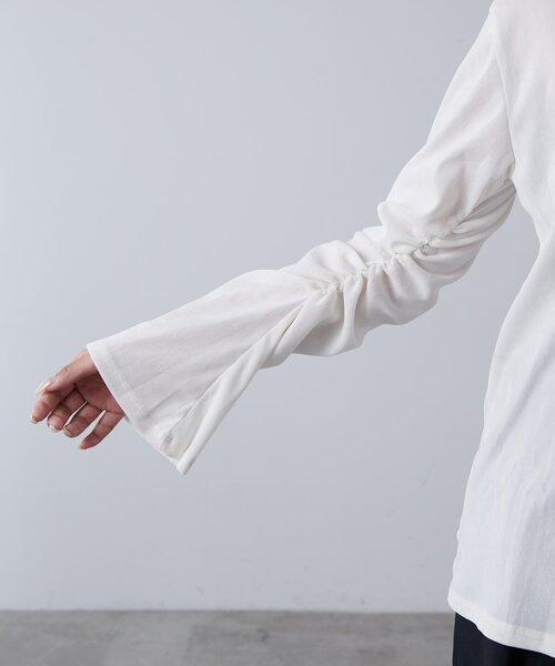 Lui's（ルイス）の「シアーベロア袖ギャザープルオーバー（Tシャツ/カットソー・レディース・オフホワイト/チャコールグレー/ブラック・FREE）」の21枚目の写真