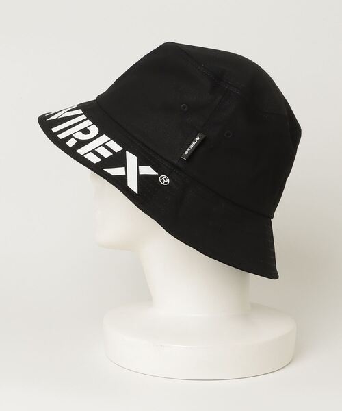 MASSIVE STORE(マッシブストア)の「【AVIREX/アヴィレックス】AX BRIM LOGO PRINT BUCKET HAT(バックパック/リュック・メンズ・ブラック/ベージュ・FREE)」の4枚目の写真