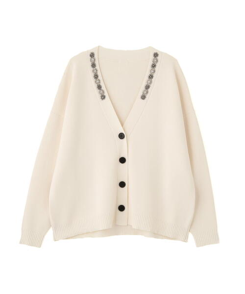 新品タグつき ビジューカーディガン ホワイト GUESS ビジューニットカーディガン GUESS（ゲス） - QVC.jp