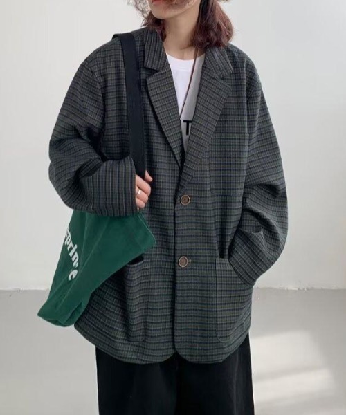 チェック柄オーバーサイズテーラードジャケット（テーラード