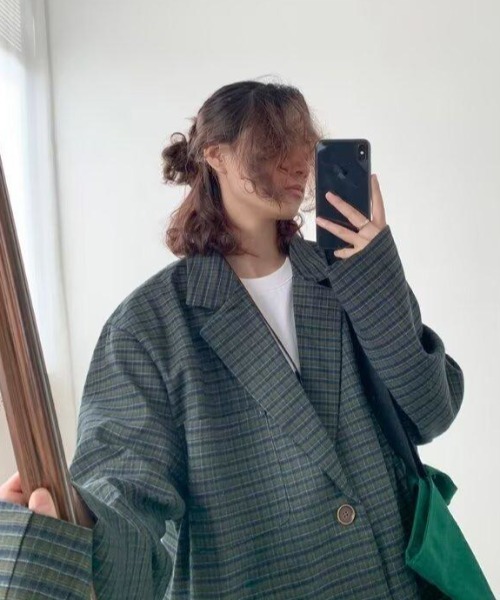 チェック柄オーバーサイズテーラードジャケット（テーラード