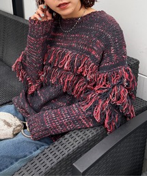 DOUBLE NAME | ミックスフリンジニット(ニット/セーター)