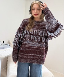 DOUBLE NAME | ミックスフリンジニット(ニット/セーター)