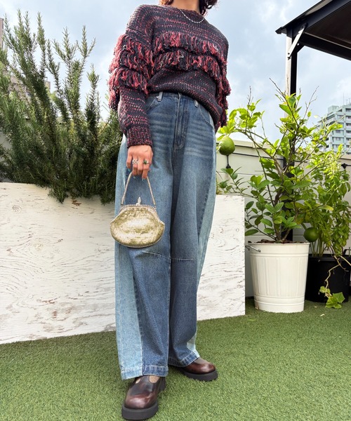 DOUBLE NAME(ダブルネーム)の「ミックスフリンジニット(ニット/セーター・レディース・グレー系その他2/ホワイト系その他2/ブラウン系その他2・FREE)」の14枚目の写真