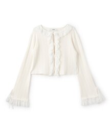 Mi-je（ミジェ）の「フリルレースニットカーディガン【韓国ファッション】（カーディガン/ボレロ）」