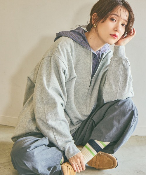 ハーフジップスウェットプルオーバー（スウェット）｜studio CLIP