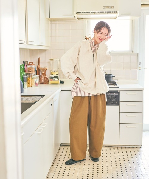 studio CLIP（スタディオクリップ）の「ハーフジップスウェットプルオーバー（スウェット・レディース・アイボリー/グレー・FREE）」の22枚目の写真