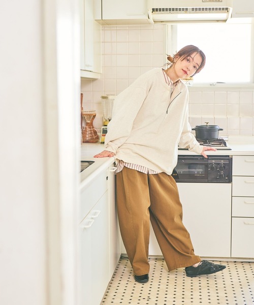 studio CLIP（スタディオクリップ）の「ハーフジップスウェットプルオーバー（スウェット・レディース・アイボリー/グレー・FREE）」の21枚目の写真