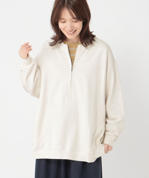 studio CLIP（スタディオクリップ）の「ハーフジップスウェットプルオーバー（スウェット・レディース・アイボリー/グレー・FREE）」の20枚目の写真